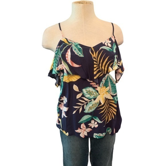 NWOT Old Navy Floral Cold Shoulder Top Sz S - Picture 1 of 9
